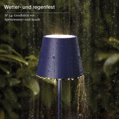 SIGOR Nuindie - Dimmable LED battery-powered table lamp for indoor & outdoor use, IP54 splash-proof, 38 cm in height, rechargeable with Easy Connect, 12 h runtime, plum blue