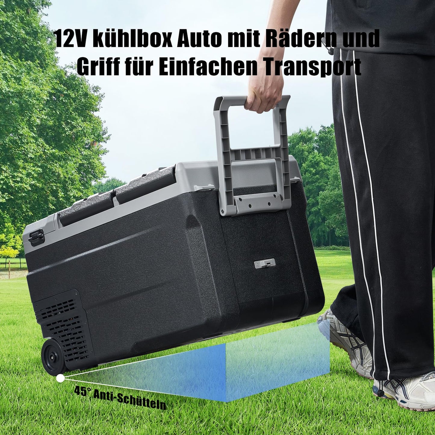 AAOBOSI Compressor Cooler Box 34L, Car Cooler 2 in 1 Dual Zone up to -20°C, Portable 12v 230v with Digital Temperature Control, App Control, Anti-Shake, for Camping, Truck, Boat, RV