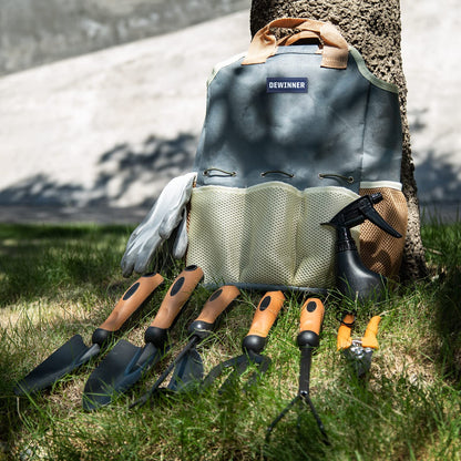 DEWINNER Garden Tool Set 8Pcs, Gardening, Garden Gift for Women and Men, Stainless Steel, Robust Garden Tool Sets, Easy Storage