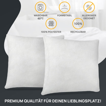 LILENO HOME 4-piece pillow filling 40x50 cm - 40°C washable inner pillow suitable for allergy sufferers - polyester pillow insert for couch pillows, sofa pillows, decorative pillows, and bed pillows.