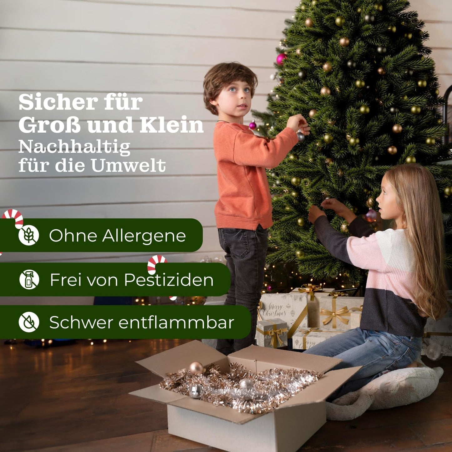 Artificial Christmas tree with lighting - [100% injection molding] - 210 cm high with 500 LEDs - lifelike fir tree - with integrated string lights - Christmas tree with stable metal stand