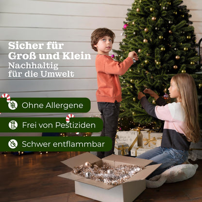 Artificial Christmas tree with lighting - [100% injection molding] - 210 cm high with 500 LEDs - lifelike fir tree - with integrated string lights - Christmas tree with stable metal stand