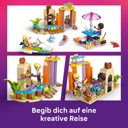 LEGO Friends Creative Suitcase, building toy, building and play set for role-playing, gift for girls from 5 years old, 2 minifigures of characters, animal figures, 1 dog and 1 dolphin 42672