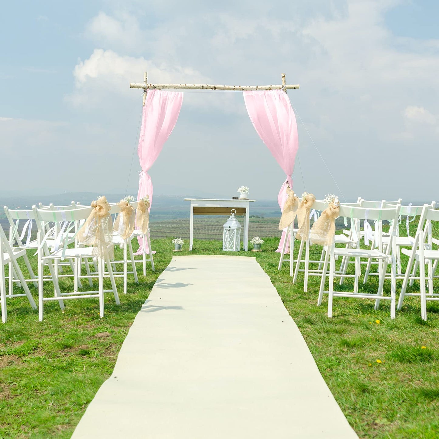 JTOOYS cross curtain swag, curtain panel for cross curtain rod curtain wedding decoration panel 130 * 550 cm (Pink)