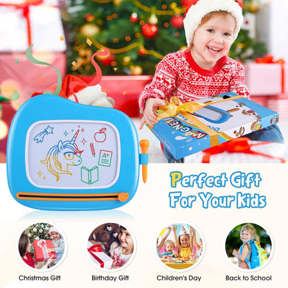 Smagiagon children's toy for ages 1 and up, Magnetic Drawing Board Colorful Doodle Board with 4 Legs for Kids Gift for 1 2 3 Years Old Girls Boys Toys (Blue)