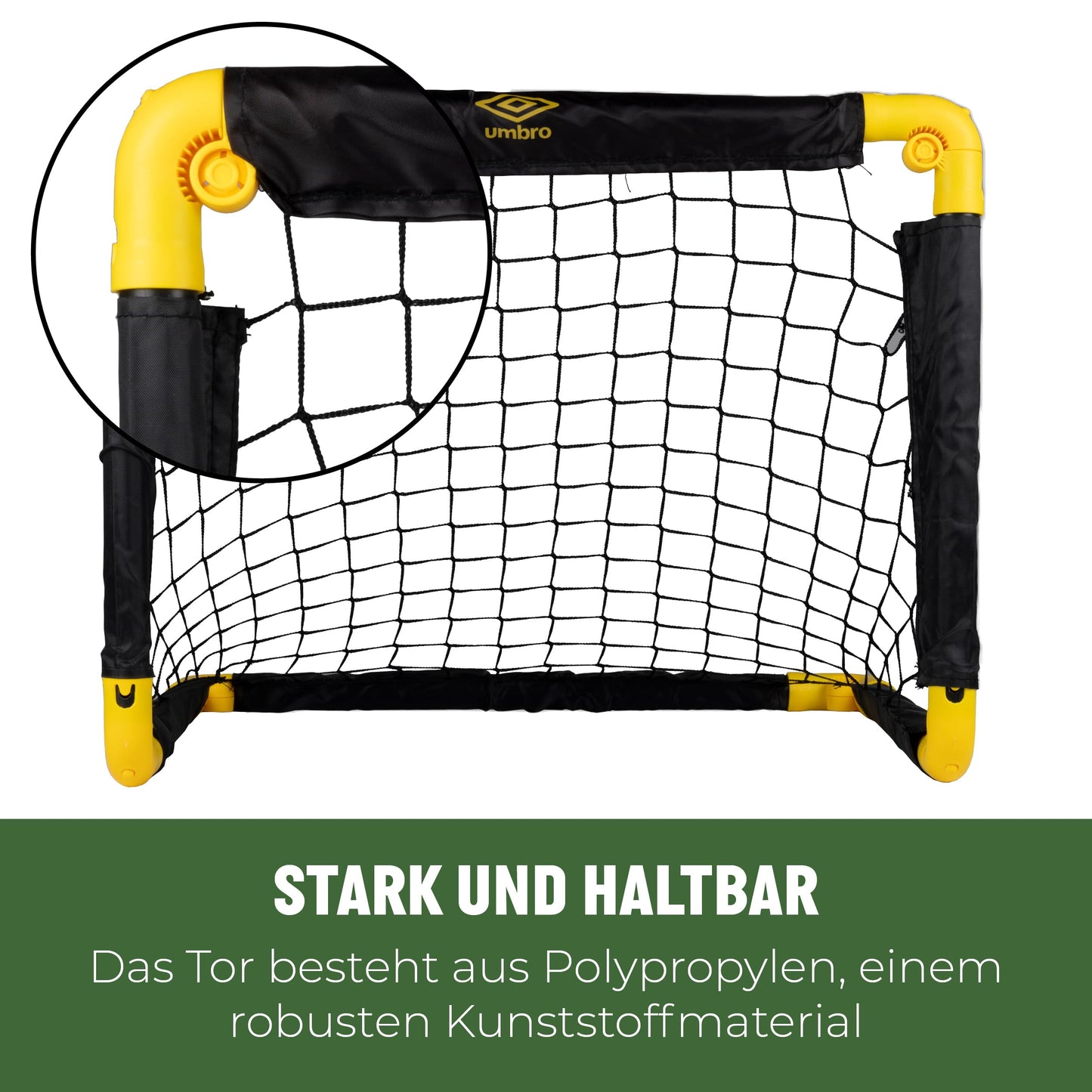 Umbro soccer goal 50 x 44 x 44 cm - set of 2 soccer goals - foldable soccer goal - soccer goals for garden kids - soccer training equipment for indoor and outdoor use - metal - black/yellow