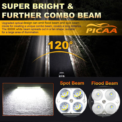 PICAA Curved 32 Inch 180W LED Work Light Bar With Wiring Harness Kit, 12V 24V Led Lightbar Auxiliary Spotlight Headlight for Car Off-Road Truck 4x4 SUV ATV Vehicle Tractor