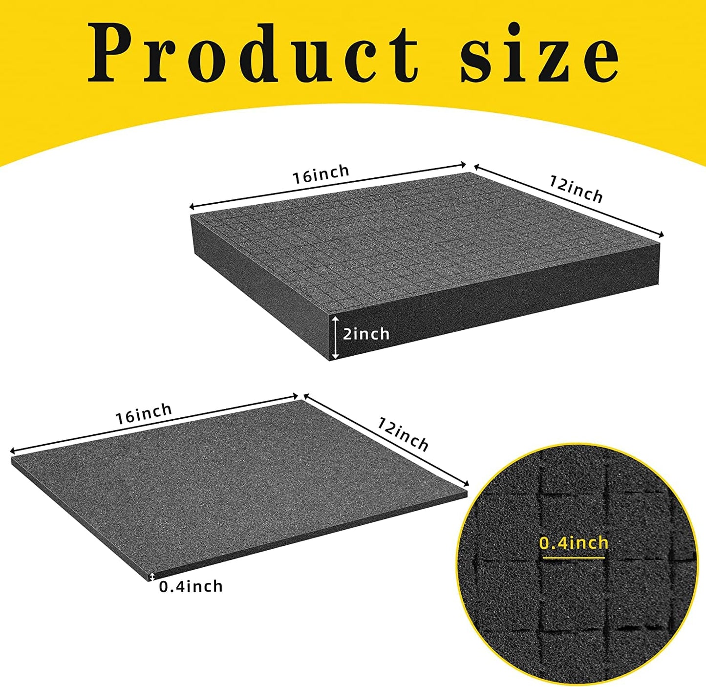 GIONAR grid foam cube foam, 2 pieces 400 x 300 x 50mm/2 pieces 400 x 300 x 10mm, tool case camera case foam, case insert, tabletop miniatures, tools