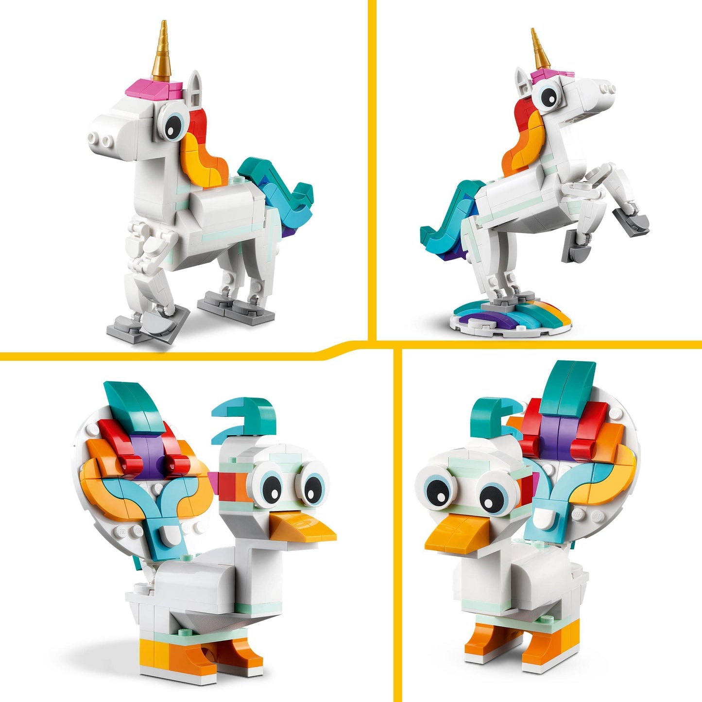 LEGO Friends horse and pony trailer, horse toy & 31140 Creator 3in1 Magical Unicorn toy, seahorse