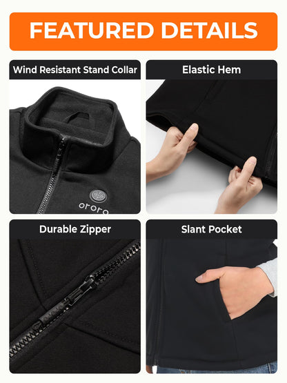 ORORO Heated Vest Fleece Women's Heated Fleece Vest with Powerbank Women's Heated Vest - Charger Not Included (Neutral Black, XS)
