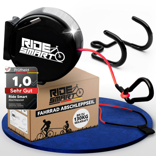 RIDE SMART® Bike Tow Rope for Kids | 3in1 Complete Set, with Reflective Strip, 130kg Tensile Strength - 2m | Bike E-Bike Pull Rope Tow Rope Bike Rope as Assistance for Towing the Child