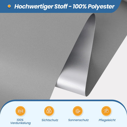 Blackout blind clamp fix without drilling light gray W80 x H170cm (fabric width 75cm) Roller blinds for windows without drilling thermal roller blackout clamp roller thermal roller side pull roller sun & heat protection