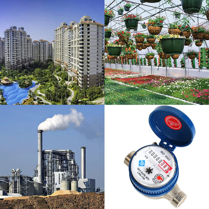 MaxAwe 15mm 1/2 inch Cold Water Meter Garden, Eiched Cold Water Meter with Fittings and Protective Cover, Faucet Meter for Garden and Household