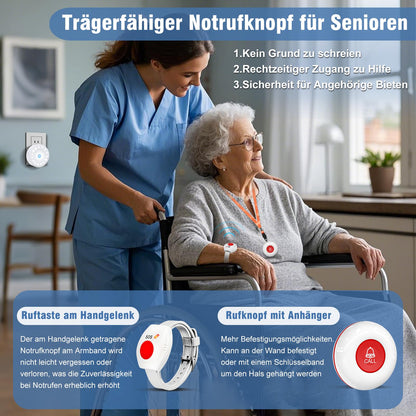 ChunHee emergency button for seniors/emergency bracelet for seniors/alarm for seniors 45M reception range for elderly/disabled/pregnant women