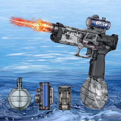 YOOHBERRYS Electric Water Gun, Electric Water Gun Large Capacity 500cc, Rechargeable Water Gun for Kids with Flash Effects, Automatic Water Gun for Pool, Beach, Garden (Grey)