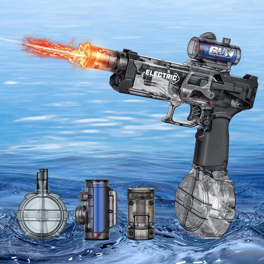 YOOHBERRYS Electric Water Gun, Electric Water Gun Large Capacity 500cc, Rechargeable Water Gun for Kids with Flash Effects, Automatic Water Gun for Pool, Beach, Garden (Grey)