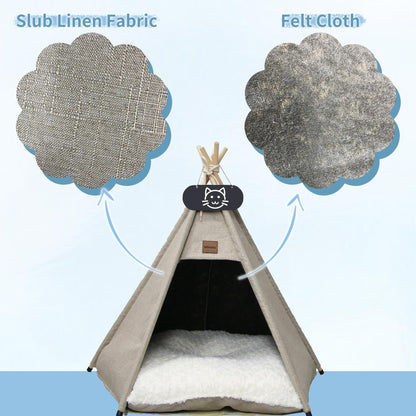 Whiwhi Tipi tent for pets, dog tent, cat tent with washable cushion. Pet tents, houses, dog caves, and pet houses. Foldable pet tent furniture 50x50x60cm.