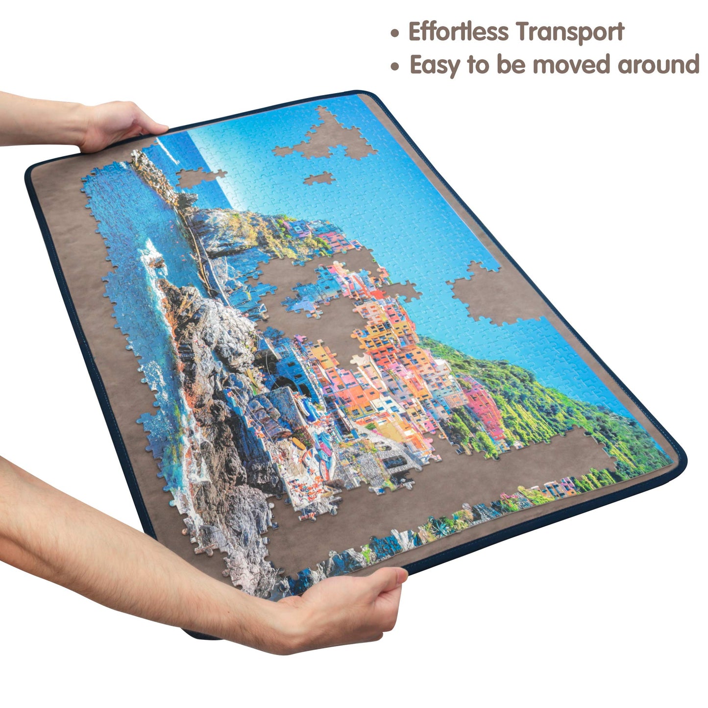 Tektalk Puzzle Board, portable puzzle mat with dustproof cover for puzzle storage, non-slip surface (gray, for up to 1000 pieces)