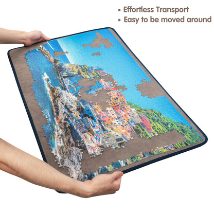 Tektalk Puzzle Board, portable puzzle mat with dustproof cover for puzzle storage, non-slip surface (gray, for up to 1000 pieces)