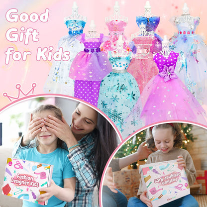 Sanlebi sewing kit for kids aged 8, 9, 10 years, fashion design craft set with fabric, mannequins crafting gifts for girls 8 years +