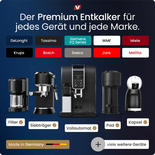 3-in-1 descaling tablets for coffee machines & coffee makers (55 pieces) - descaling tabs for Delonghi, Siemens EQ series, Jura, Krups, Bosch, Miele, Melitta, Krups, Tassimo, WMF.