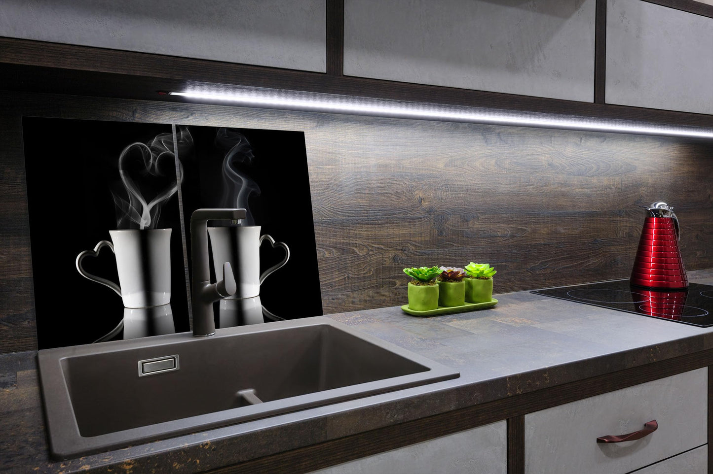 SMTDeco stove cover glass ceramic hob cover hob cover hob plate covers induction hob 2 x 40x52 cm two-piece coffee black