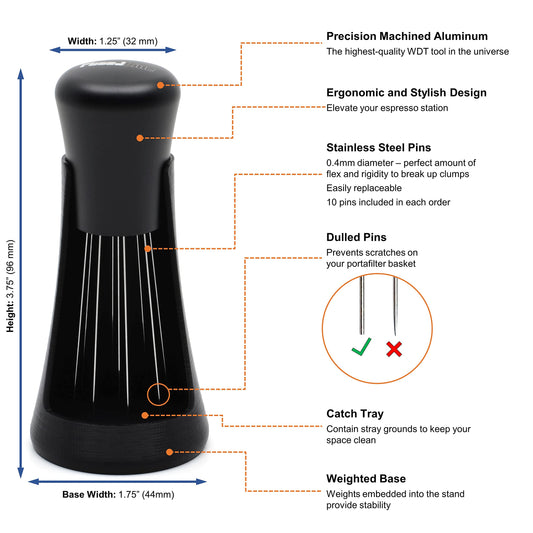 FusedLine WDT tool made of metal and self-aligning stand, precision milled (black anodized aluminum)