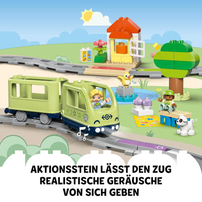 LEGO DUPLO Interactive Adventure Train - Educational toy for toddlers aged 2+ - 14 track pieces, action bricks with sounds, and 4 play figures - Gift idea for boys & girls - 10427.