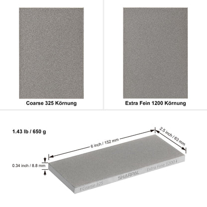 SHARPAL 156N Diamond Sharpening Stone with Storage Box, Dual Grit, Coarse/Extra Fine, Diamond Knife Sharpener with Non-slip Base and Angle Guide (6" x 2.5")