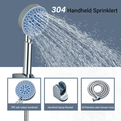 fyheast bathtub faucet with hand shower bathtub fittings set with 5 functions brass shower faucet water tap bathtub set with shower head and 1.5m hose for bathtub and bathroom chrome