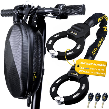 AMZLOCK E-Scooter lock with bag, handcuff lock for E-Scooters, 8mm thick chain lock
