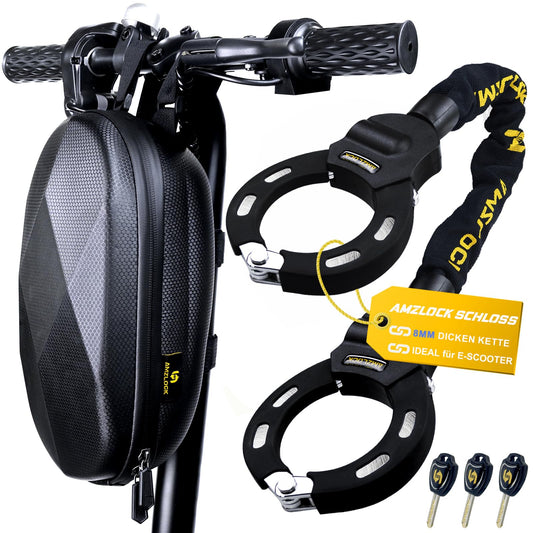 AMZLOCK E-Scooter lock with bag, handcuff lock for E-Scooters, 8mm thick chain lock