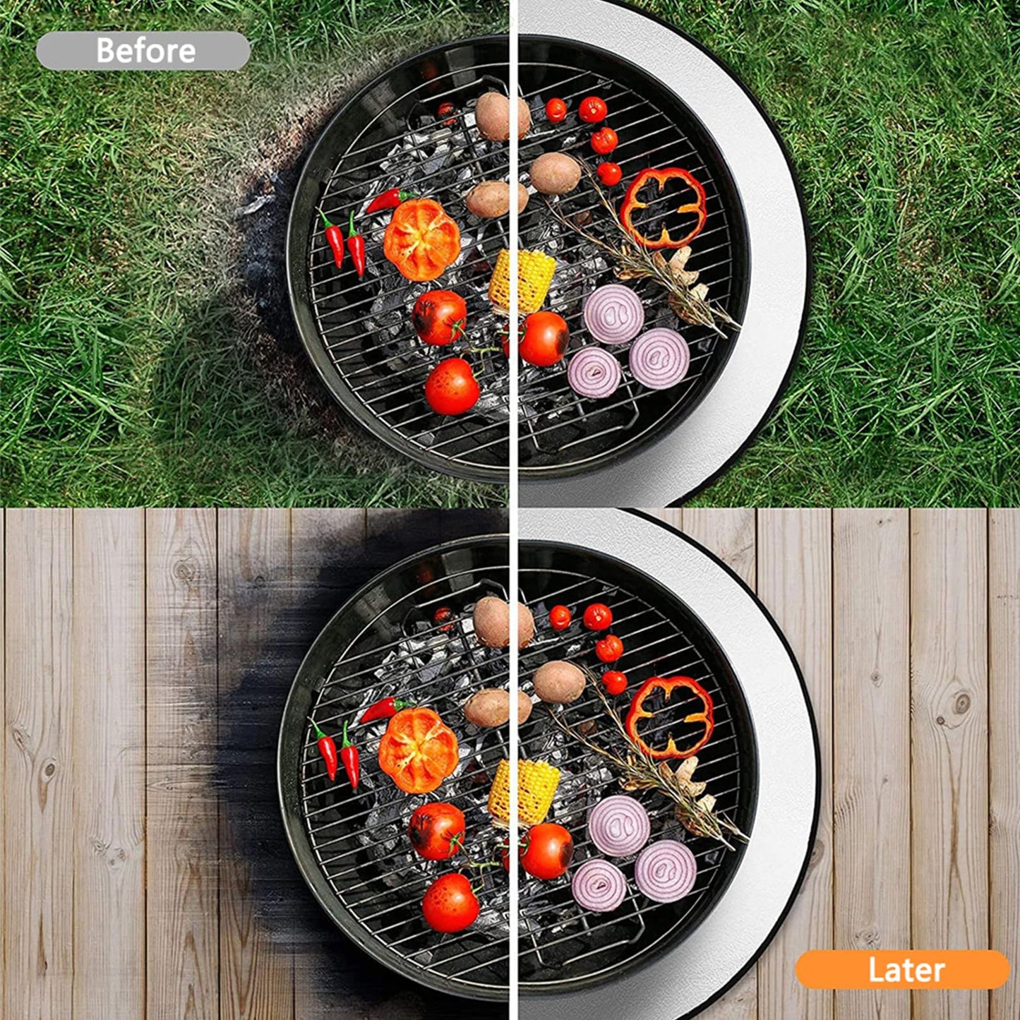 60 cm round fire pit mat, fire pit mat, grill fireproof base, fireproof base, fire bowl mat, for grill, lawn, garden, ground, backyard