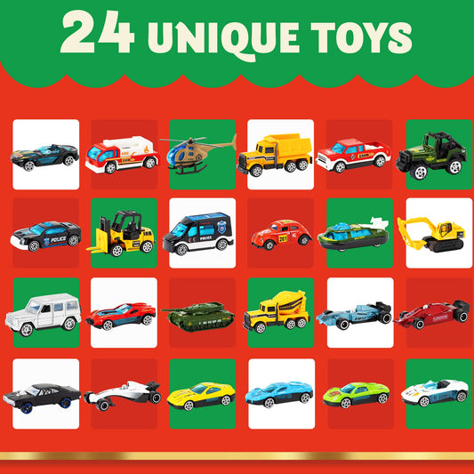 JOYIN Christmas Advent Calendar 2025 for Kids, 24-Day Countdown Calendar, Toy with Die-cast Cars, Set for Boys and Children