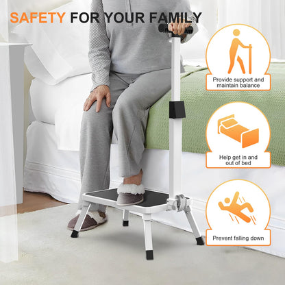 Xtsuen step stool with handle, folding step ladder, one-step ladder with non-slip tread for adults, elderly, and children in kitchen, bathroom, and house, up to 150 kg capacity.