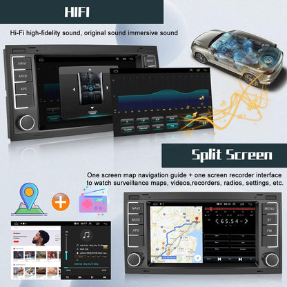 Hikity DAB/DAB+ Android 13 Car Radio for VW Touareg 2004-2011 Transporter T5 Multivan 2004-2009 with Wireless Carplay Android Auto 7-Inch Screen Radio with GPS WiFi FM RDS HI-FI Rearview Camera