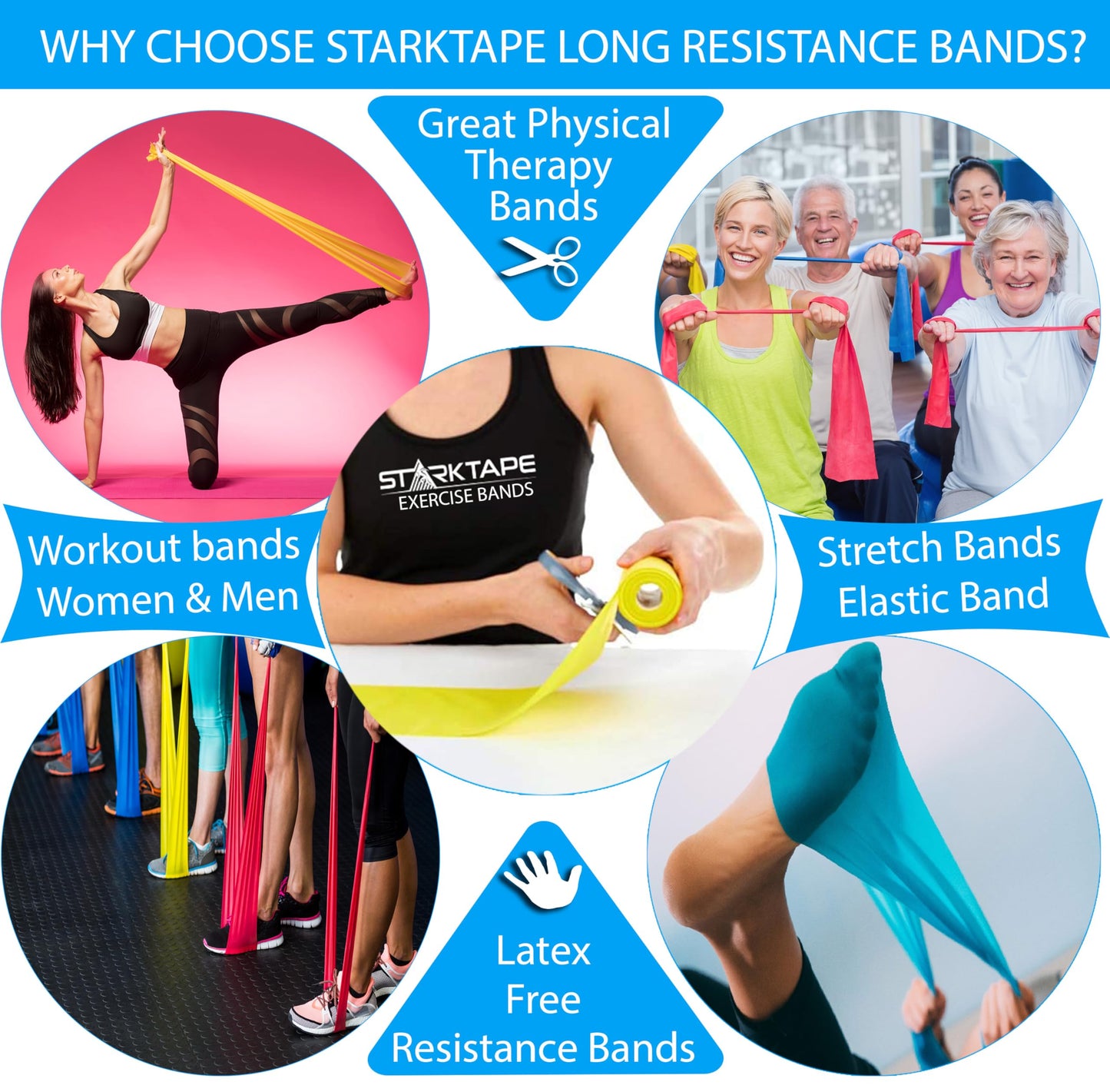 Strong tape Resistance Bands Latex-free  - Professional fitness bands for home training, physiotherapy, pilates, strength training, and rehabilitation - 23 meters Yellow