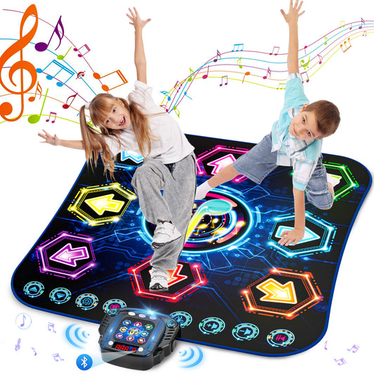 Dance mat for kids ages 3-12, 2025 Glow 8 Button Dance Mat with Bluetooth, Enhanced Flowing Light Control System with Stand, Toy Gift Girls 3 4 5 6 7 8 9 10 11 12 years