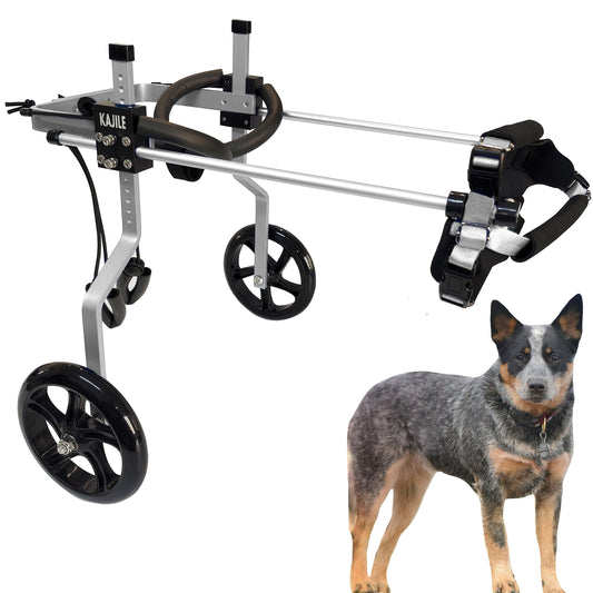 KAJILE Adjustable 2-Wheel Dog Wheelchair, M-1 size for disabled dog hind leg rehabilitation, suitable height 27-35cm, Width 19-24.5cm, Length 20-28cm.