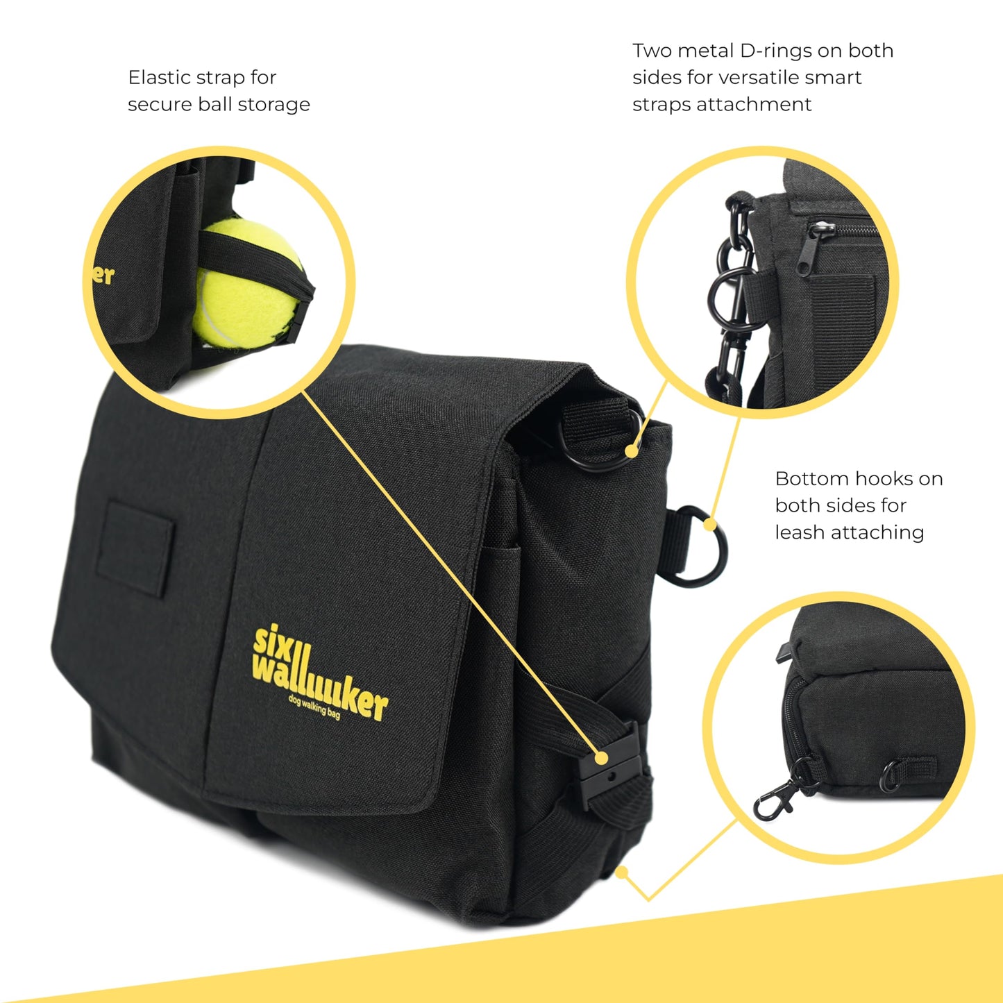 Arrivly SixWalker Treat Pouch for Dogs with Magnetic Closure, Practical Dog Training Treat Bag, Multifunctional Treat Pouch for Dogs with Removable Inner Pocket (Black)