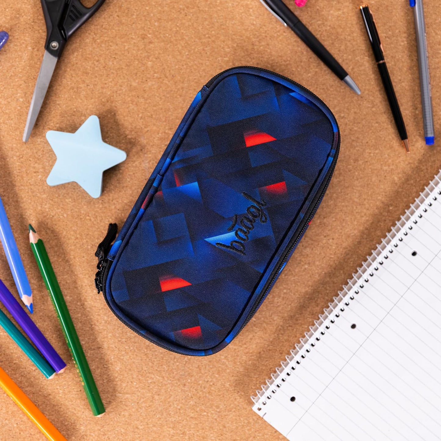Baagl pencil case for boys - school pencil case for stationery - school supplies pen case, children's pencil case, case for school (Skate Indigo)