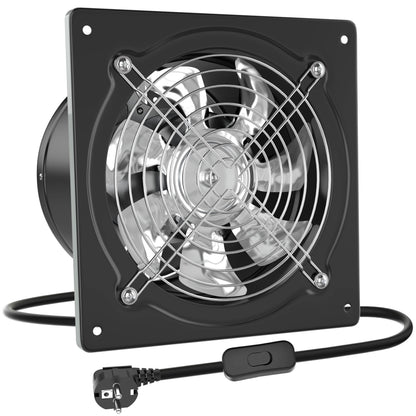HG Power 200mm Exhaust Fan 980m³/h Bathroom Fan Quiet with Backdraft Damper Powerful Wall Fan with EU Plug for Kitchen Bathroom Garage Basement, Black