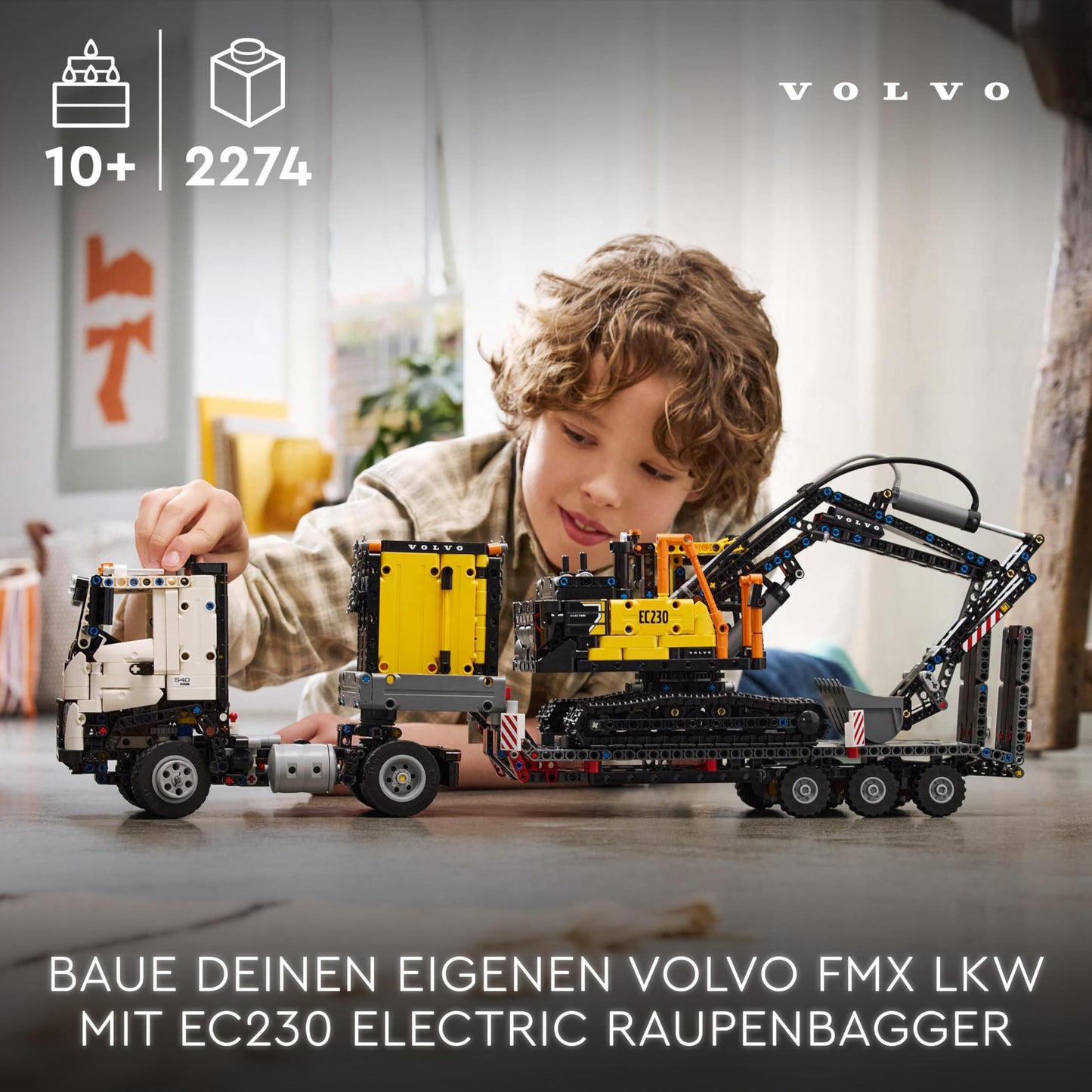 LEGO Technic Volvo FMX truck with EC230 Electric Crawler Excavator, kids toy, gift set for boys and girls aged 10+, construction vehicles toy, excavator toy set 42175
