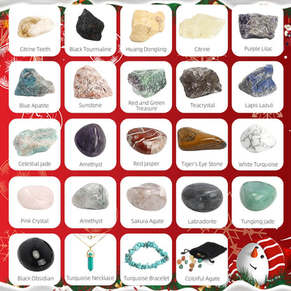 Aitsite Advent Calendar Minerals Gemstones, 24 day National Geographic Advent Calendar, Christmas Calendar Stones Crystals, Gemstone Calendar for family Christmas gifts