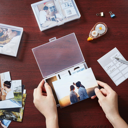 Lifewit Photo Storage Box 4 x 6 inch Photo Case, 18 inner photo holders, transparent photo boxes for storage, plastic photo organizer for seeds, cards, crafts, stickers, 2 pieces.