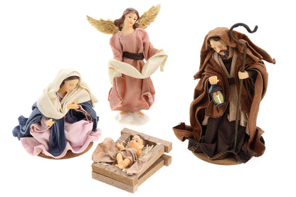 Unknown nativity scene set 13 pieces with clothes, Holy Family, Three Wise Men, Angel & Shepherds H.: 17cm Nativity scene figures Nativity accessories Christmas decoration