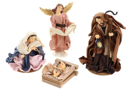 Unknown nativity scene set 13 pieces with clothes, Holy Family, Three Wise Men, Angel & Shepherds H.: 17cm Nativity scene figures Nativity accessories Christmas decoration