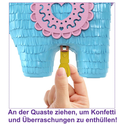Polly Pocket case, llama in pajama party theme, with 25 accessories including 2 dolls and 2 llamas, interactive elements for immersive play, toy for ages 4 and up, HHX74.