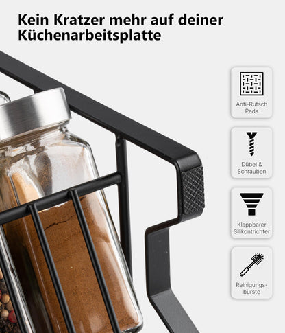 Deco Home® Standing & Wall Spice Rack [WITH SPICE CANS & LABELS] - Spices Organizer - Spice Rack - Spice Stand - Hanging Spice Rack System - Spice Storage - Spice Jars with Shelf
