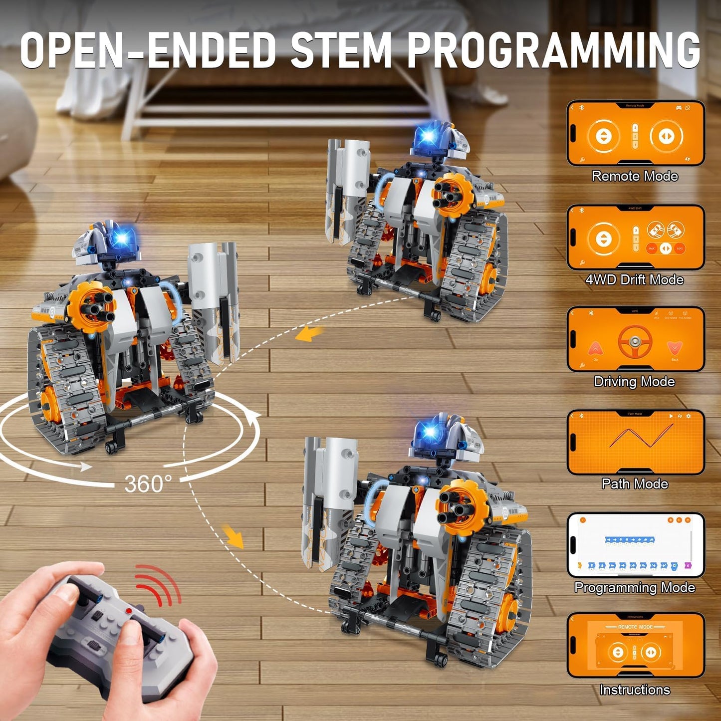 JOYTREKY Engineering Robot Kids Building Toy 5-in-1, App & Remote Control RC Technic Robot Toy, Programmable Technic Tank Car Toy, Gift for Kids Boys Girls 6-12+ Years
